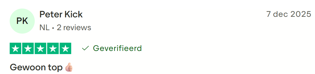 Trustpilot review - 5 sterren